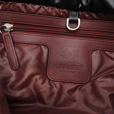 シャネル CHANEL コココクーン トートバッグ PM A48610 ブラック ナイロン レザー トートバッグ シルバー金具 黒