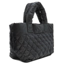 シャネル CHANEL コココクーン トートバッグ PM A48610 ブラック ナイロン レザー トートバッグ シルバー金具 黒