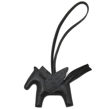 エルメス HERMES ロデオPM ペガサス タッチ ブラック アリゲーター アニューミロ バッグチャーム 黒 ソーブラック クロコ