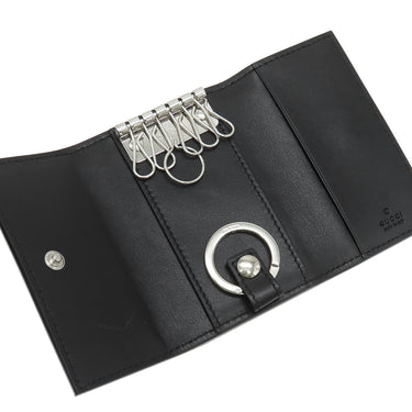 グッチ GUCCI GGエンボス 625565 ブラック GGエンボスレザー キーケース シルバー金具 6連 6本 キーリング付き 黒