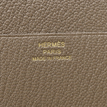 エルメス HERMES ベアン コンビネ エトゥープ シェーブル 三つ折り財布 ゴールド金具 グレージュ