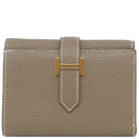 エルメス HERMES ベアン コンビネ エトゥープ シェーブル 三つ折り財布 ゴールド金具 グレージュ