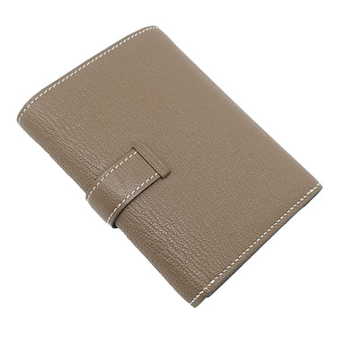エルメス HERMES ベアン コンビネ エトゥープ シェーブル 三つ折り財布 ゴールド金具 グレージュ