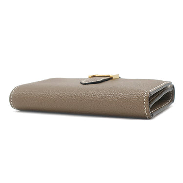 エルメス HERMES ベアン コンビネ エトゥープ シェーブル 三つ折り財布 ゴールド金具 グレージュ