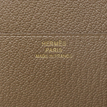 エルメス HERMES ベアン コンビネ エトゥープ シェーブル 三つ折り財布 ゴールド金具 グレージュ