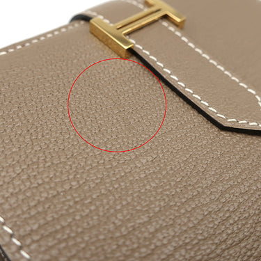 エルメス HERMES ベアン コンビネ エトゥープ シェーブル 三つ折り財布 ゴールド金具 グレージュ