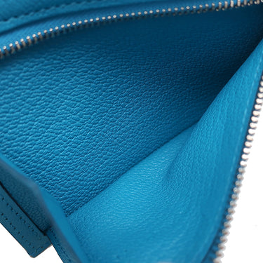 エルメス HERMES ベアンコンパクト ブルーフリーダ シェーブル 二つ折り財布 シルバー金具 青