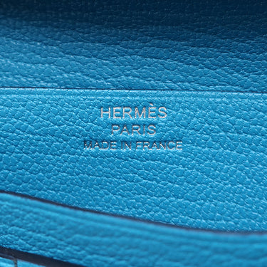 エルメス HERMES ベアンコンパクト ブルーフリーダ シェーブル 二つ折り財布 シルバー金具 青