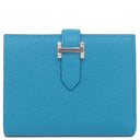 エルメス HERMES ベアンコンパクト ブルーフリーダ シェーブル 二つ折り財布 シルバー金具 青