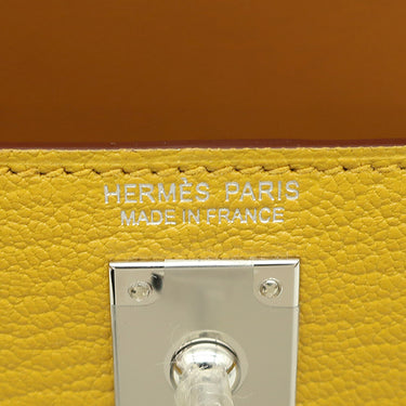 エルメス HERMES ミニケリードゥ 外縫い ジョーヌアンブル シェーブル 2WAYバッグ シルバー金具 新品 未使用 黄色 茶 ショルダー