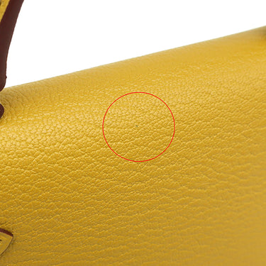 エルメス HERMES ミニケリードゥ 外縫い ジョーヌアンブル シェーブル 2WAYバッグ シルバー金具 新品 未使用 黄色 茶 ショルダー