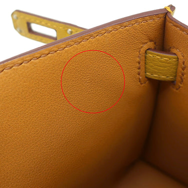 エルメス HERMES ミニケリードゥ 外縫い ジョーヌアンブル シェーブル 2WAYバッグ シルバー金具 新品 未使用 黄色 茶 ショルダー