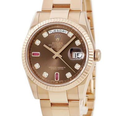腕時計 ロレックス ROLEX デイデイト 118235FA ランダム番 自動巻き メンズ ランダム番 K18RG無垢 純正ダイヤ 純正ルビー オイスターブレス