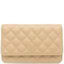 シャネル CHANEL クラシック マトラッセ チェーンウォレット AP0250 ベージュ キャビアスキン チェーンウォレット ゴールド金具 ココマーク