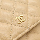 シャネル CHANEL クラシック マトラッセ チェーンウォレット AP0250 ベージュ キャビアスキン チェーンウォレット ゴールド金具 ココマーク