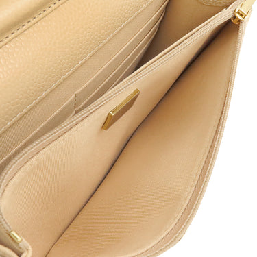 シャネル CHANEL クラシック マトラッセ チェーンウォレット AP0250 ベージュ キャビアスキン チェーンウォレット ゴールド金具 ココマーク