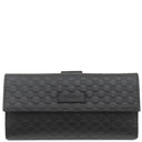 グッチ GUCCI マイクログッチシマ 449393 ブラック レザー 長財布 ゴールド金具 黒 ダブルG
