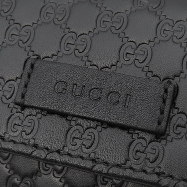 グッチ GUCCI マイクログッチシマ 449393 ブラック レザー 長財布 ゴールド金具 黒 ダブルG