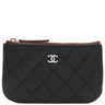 シャネル CHANEL クラシック スモール ジップ ポーチ A82365 ブラック キャビアスキン ポーチ シルバー金具 黒 ココマーク マトラッセ