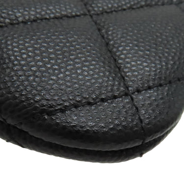 シャネル CHANEL クラシック スモール ジップ ポーチ A82365 ブラック キャビアスキン ポーチ シルバー金具 黒 ココマーク マトラッセ