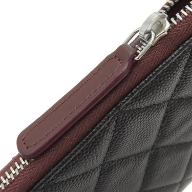 シャネル CHANEL クラシック スモール ジップ ポーチ A82365 ブラック キャビアスキン ポーチ シルバー金具 黒 ココマーク マトラッセ