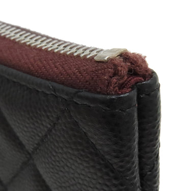シャネル CHANEL クラシック スモール ジップ ポーチ A82365 ブラック キャビアスキン ポーチ シルバー金具 黒 ココマーク マトラッセ