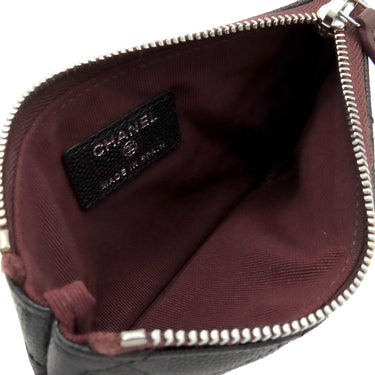 シャネル CHANEL クラシック スモール ジップ ポーチ A82365 ブラック キャビアスキン ポーチ シルバー金具 黒 ココマーク マトラッセ