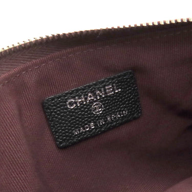 シャネル CHANEL クラシック スモール ジップ ポーチ A82365 ブラック キャビアスキン ポーチ シルバー金具 黒 ココマーク マトラッセ