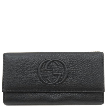 グッチ GUCCI ソーホー インターロッキング ウォレット 282414 ブラック レザー 長財布 ゴールド金具 黒