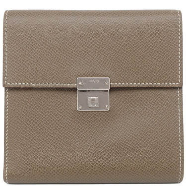 エルメス HERMES クリック12 エトゥープ ヴォーエプソン 三つ折り財布 シルバー金具 グレージュ