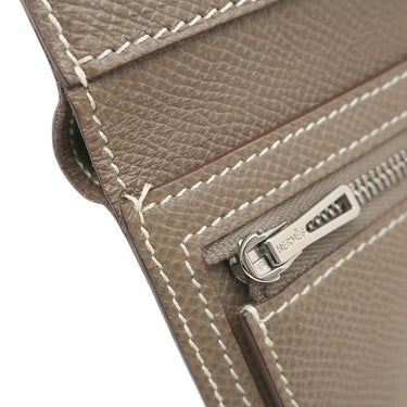 エルメス HERMES クリック12 エトゥープ ヴォーエプソン 三つ折り財布 シルバー金具 グレージュ