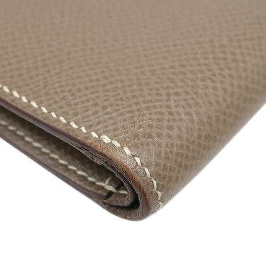 エルメス HERMES クリック12 エトゥープ ヴォーエプソン 三つ折り財布 シルバー金具 グレージュ