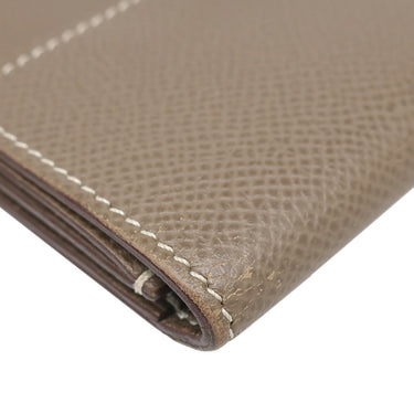 エルメス HERMES クリック12 エトゥープ ヴォーエプソン 三つ折り財布 シルバー金具 グレージュ