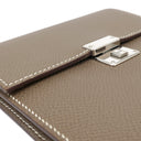 エルメス HERMES クリック12 エトゥープ ヴォーエプソン 三つ折り財布 シルバー金具 グレージュ