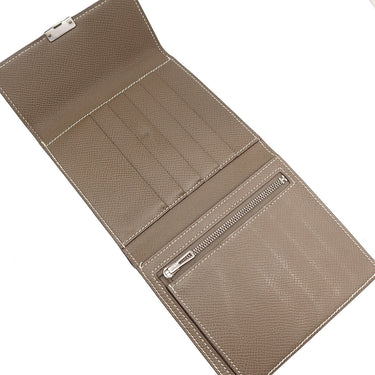 エルメス HERMES クリック12 エトゥープ ヴォーエプソン 三つ折り財布 シルバー金具 グレージュ