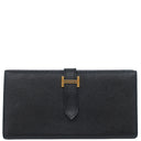 エルメス HERMES ベアンスフレ ブラック シェーブル 長財布 ゴールド金具 黒 二つ折り財布