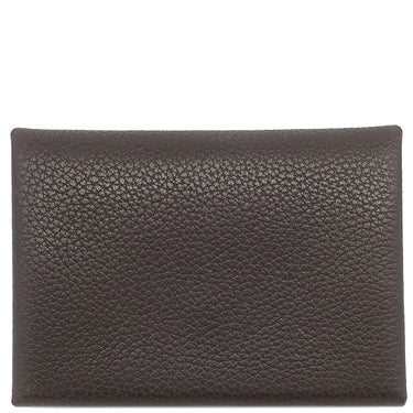 エルメス HERMES カルヴィ デュオ エベンヌ バレニアフォーブル カードケース シルバー金具 茶 グレー バイカラー フラグメントケース