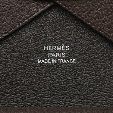 エルメス HERMES カルヴィ デュオ エベンヌ バレニアフォーブル カードケース シルバー金具 茶 グレー バイカラー フラグメントケース