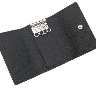 サンローラン SAINT LAURENT ロゴ 685557 ブラック レザー キーケース シルバー金具 黒 鍵入れ 4連