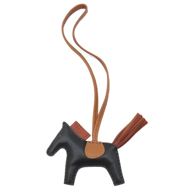 エルメス HERMES ロデオPM ブラック×シエンヌ×ゴールド アニューミロ バッグチャーム 黒 茶