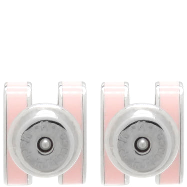 エルメス HERMES ポップアッシュ Hピアス ミニ ピンク×シルバー メタル エナメル ピアス シルバー金具 H型