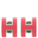 エルメス HERMES ポップアッシュ Hピアス ミニ ピンク×シルバー メタル エナメル ピアス シルバー金具 H型