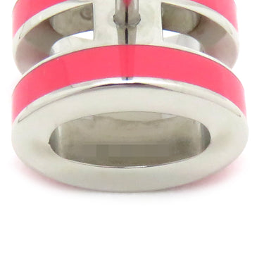 エルメス HERMES ポップアッシュ Hピアス ミニ ピンク×シルバー メタル エナメル ピアス シルバー金具 H型