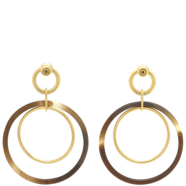 エルメス HERMES アミュレットデュオ ナチュラル バッファローホーン パーマブラス ピアス ゴールド金具