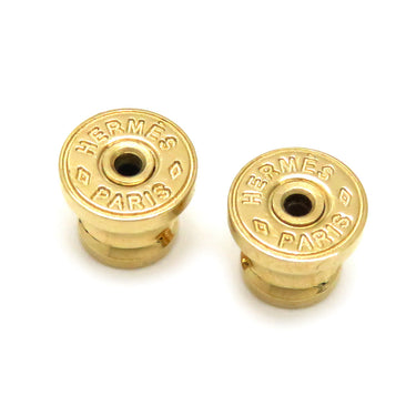 エルメス HERMES アミュレットデュオ ナチュラル バッファローホーン パーマブラス ピアス ゴールド金具