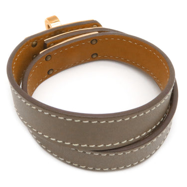 エルメス HERMES ケリードゥブルトゥール エトゥープ×ローズゴールド ヴォースイフト GP T2 ブレスレット ゴールド金具 グレージュ ピンクゴールド