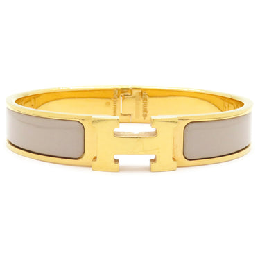 エルメス HERMES クリックH GM マロングラッセ×ゴールド GP エナメル ブレスレット ゴールド金具 Hブレス クリッククラック グレージュ