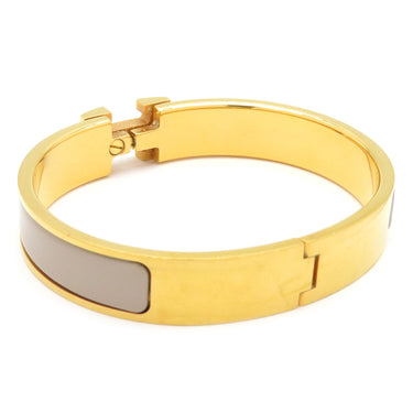 エルメス HERMES クリックH GM マロングラッセ×ゴールド GP エナメル ブレスレット ゴールド金具 Hブレス クリッククラック グレージュ