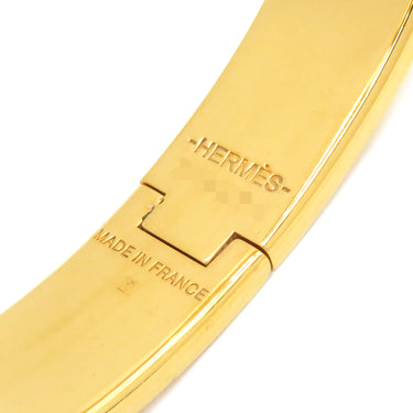 エルメス HERMES クリックH GM マロングラッセ×ゴールド GP エナメル ブレスレット ゴールド金具 Hブレス クリッククラック グレージュ