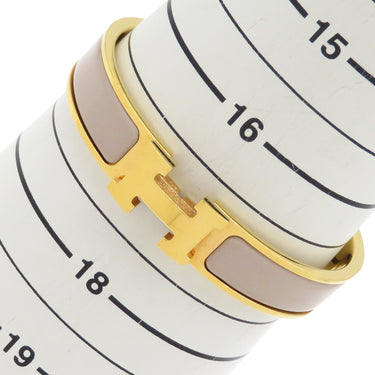エルメス HERMES クリックH GM マロングラッセ×ゴールド GP エナメル ブレスレット ゴールド金具 Hブレス クリッククラック グレージュ